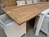 Garden prestige - alu tuintafel uitschuifbaar lissabon wit-teak 220-330 x 106cm - afbeelding 6 van  11