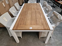Garden prestige - alu tuintafel uitschuifbaar lissabon wit-teak 220-330 x 106cm - afbeelding 2 van  11