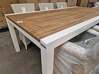 Garden prestige - alu tuintafel uitschuifbaar lissabon wit-teak 220-330 x 106cm - afbeelding 3 van  11