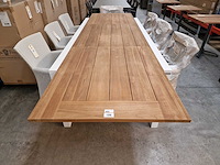 Garden prestige - alu tuintafel uitschuifbaar lissabon wit-teak 220-330 x 106cm - afbeelding 4 van  11