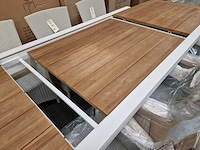 Garden prestige - alu tuintafel uitschuifbaar lissabon wit-teak 220-330 x 106cm - afbeelding 9 van  11