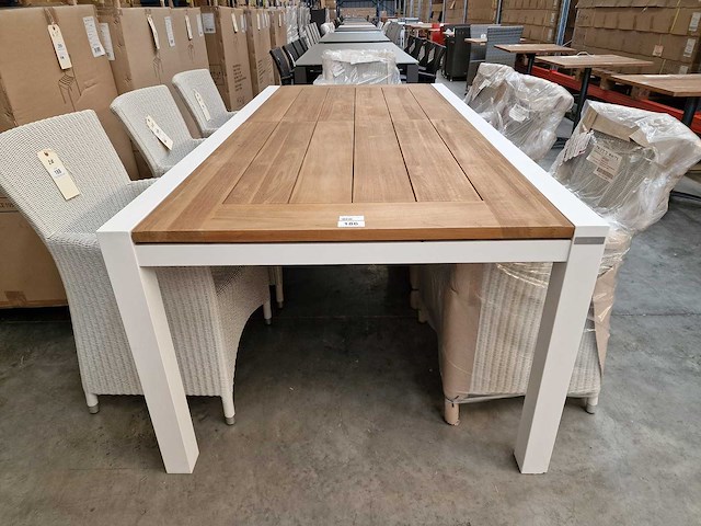Garden prestige - alu tuintafel uitschuifbaar lissabon wit-teak 220-330 x 106cm - afbeelding 11 van  11