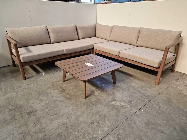 Garden prestige - hoeklounge set egypte met kussens olefin zand - afbeelding 1 van  7