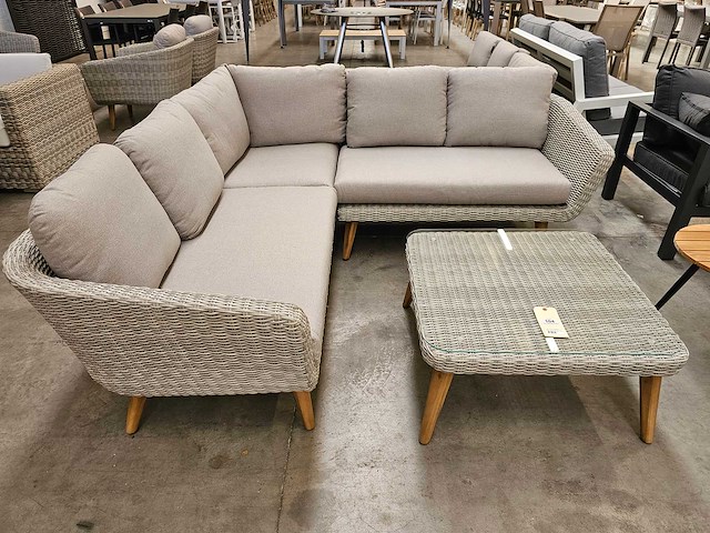 Garden prestige - hoeklounge set mirlano hdpe wicker met kussens olefin - afbeelding 2 van  5