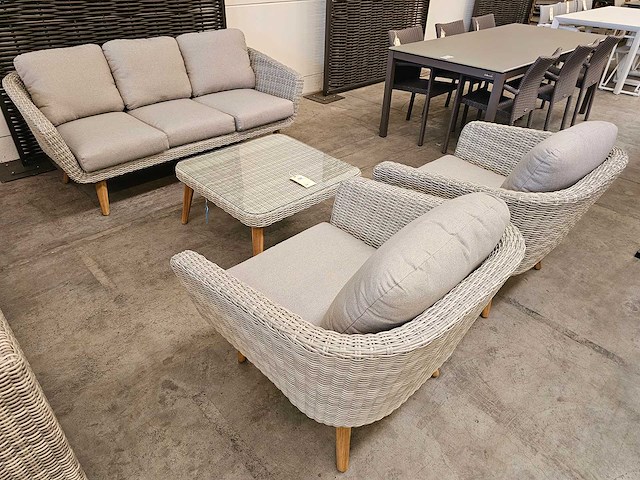 Garden prestige - lounge set mirabel hdpe wicker - olefin lichtgrijs - afbeelding 1 van  5