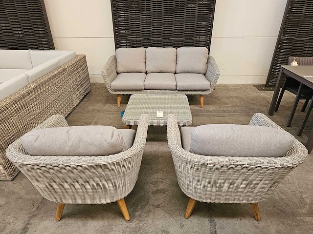 Garden prestige - lounge set mirabel hdpe wicker - olefin lichtgrijs - afbeelding 3 van  5