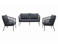 Garden prestige - lounge set reims kussens olefin zwart rope - afbeelding 5 van  9