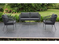 Garden prestige - lounge set reims kussens olefin zwart rope - afbeelding 1 van  6