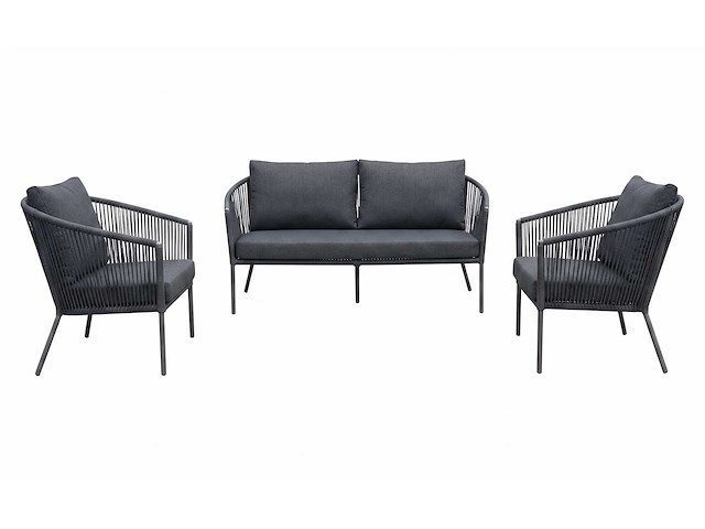 Garden prestige - lounge set reims kussens olefin zwart rope - afbeelding 2 van  6