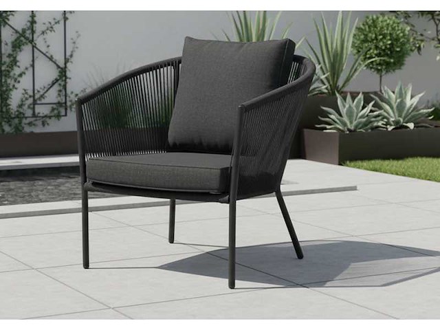 Garden prestige - lounge set reims kussens olefin zwart rope - afbeelding 6 van  6