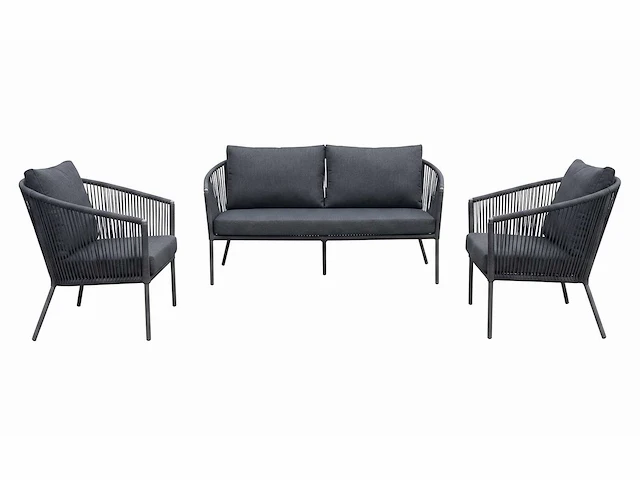 Garden prestige - lounge set reims kussens olefin zwart rope - afbeelding 5 van  9