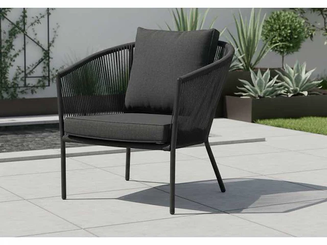Garden prestige - lounge set reims kussens olefin zwart rope - afbeelding 9 van  9