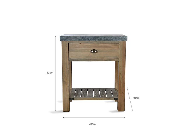 Garden trading - hakblok - bijzettafel met zink blad - afbeelding 2 van  2