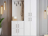 Garderobekast - 150x35x200cm - 8 deuren - wit - afbeelding 1 van  5
