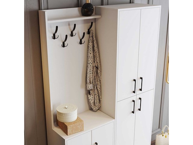 Garderobekast - 150x35x200cm - 8 deuren - wit - afbeelding 3 van  5