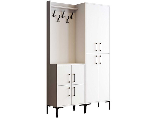 Garderobekast - 150x35x200cm - 8 deuren - wit - afbeelding 4 van  5