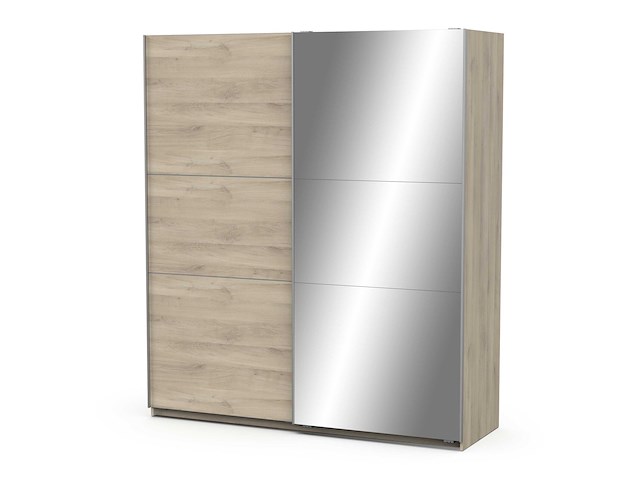 Garderobekast spectre 178cm met schuifdeuren en spiegel - eikdecor - afbeelding 3 van  7