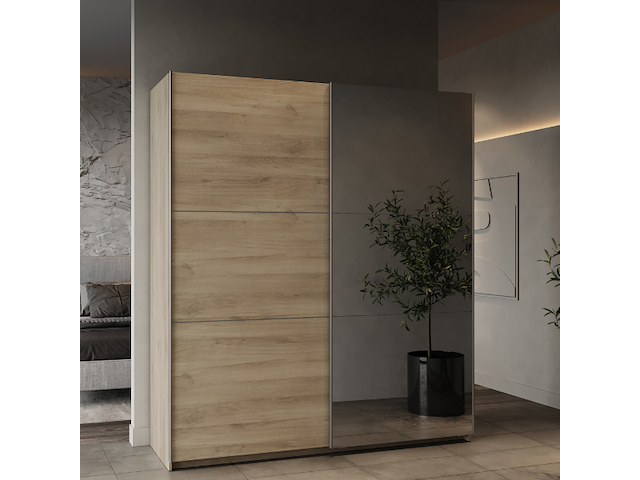 Garderobekast spectre 178cm met schuifdeuren en spiegel - eikdecor - afbeelding 7 van  7