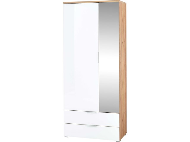Garderobekast tille 84cm met 2 deuren & 2 lades - wit/eik - afbeelding 1 van  6