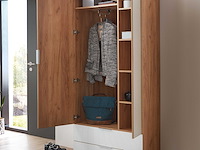 Garderobekast tille 84cm met 2 deuren & 2 lades - wit/eik - afbeelding 5 van  6