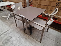Gardini - hpl tuintafel volvic 70 x 80cm taupe met onderstel kantelbaar - afbeelding 1 van  7