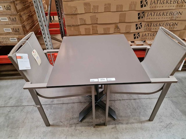 Gardini - hpl tuintafel volvic 70 x 80cm taupe met onderstel kantelbaar - afbeelding 2 van  7