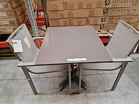 Gardini - hpl tuintafel volvic 70 x 80cm taupe met onderstel kantelbaar - afbeelding 2 van  7