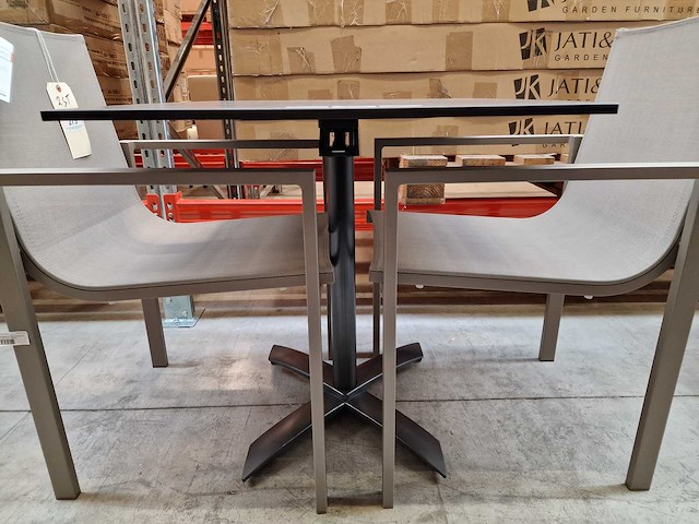 Gardini - hpl tuintafel volvic 70 x 80cm taupe met onderstel kantelbaar - afbeelding 3 van  7