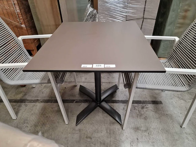Gardini - hpl tuintafel volvic 70 x 80cm taupe met onderstel plooibaar - afbeelding 2 van  7