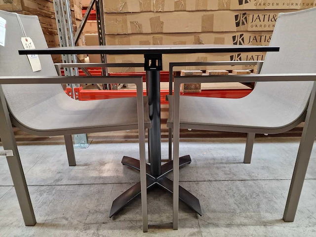 Gardini - hpl tuintafel volvic 70 x 80cm taupe met onderstel plooibaar - afbeelding 3 van  7