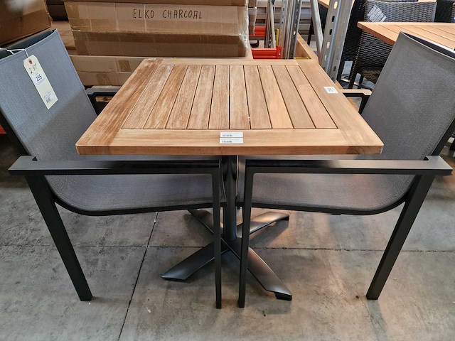 Gardini - teak tuintafel volvic 70 x 70cm met alu antraciet onderstel - afbeelding 2 van  5