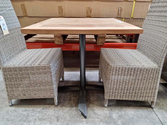 Gardini - teak tuintafel volvic 70 x 70cm met alu antraciet onderstel - afbeelding 4 van  6