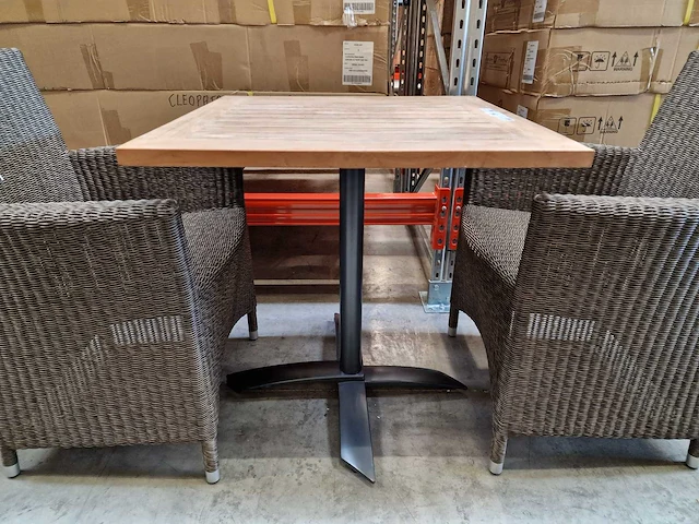 Gardini - teak tuintafel volvic 70 x 70cm met alu antraciet onderstel - afbeelding 3 van  3