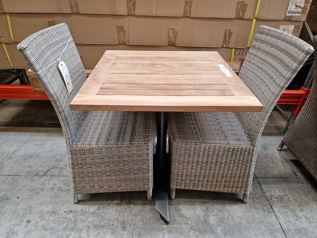 Gardini - teak tuintafel volvic 70 x 70cm met alu antraciet onderstel - afbeelding 2 van  6