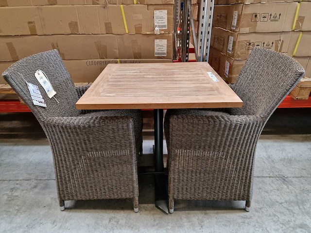 Gardini - teak tuintafel volvic 70 x 70cm met alu antraciet onderstel - afbeelding 2 van  4