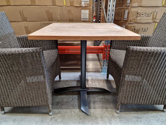 Gardini - teak tuintafel volvic 70 x 70cm met alu antraciet onderstel - afbeelding 3 van  4