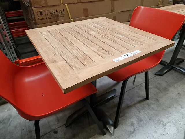 Gardini - teak tuintafel volvic 70 x 70cm met alu antraciet onderstel - afbeelding 1 van  3