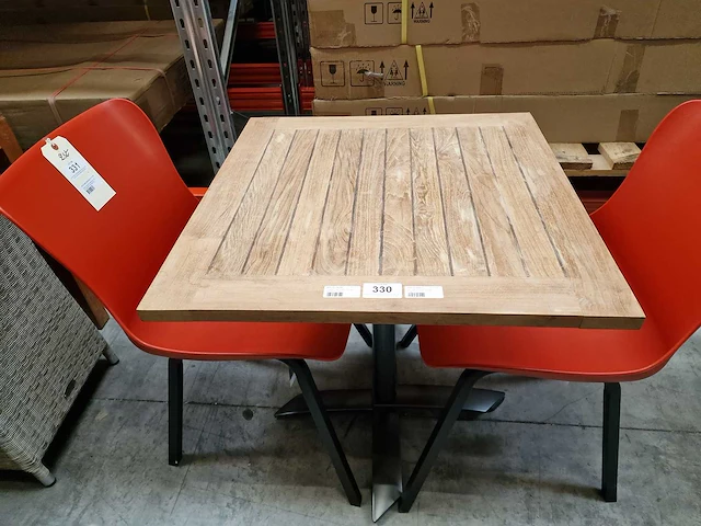 Gardini - teak tuintafel volvic 70 x 70cm met alu antraciet onderstel - afbeelding 2 van  3