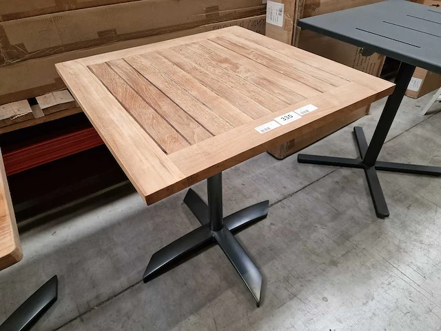 Gardini - teak tuintafel volvic 70 x 70cm met alu antraciet onderstel - afbeelding 1 van  5