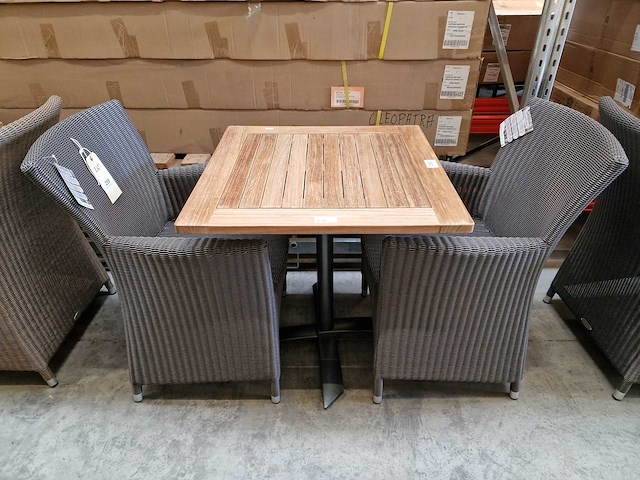 Gardini - teak tuintafel volvic 70 x 80cm met alu antraciet onderstel - afbeelding 2 van  6