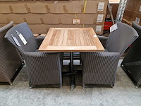 Gardini - teak tuintafel volvic 70 x 80cm met alu antraciet onderstel - afbeelding 2 van  6