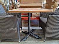 Gardini - teak tuintafel volvic 70 x 80cm met alu antraciet onderstel - afbeelding 3 van  6