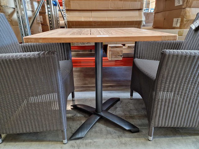 Gardini - teak tuintafel volvic 70 x 80cm met alu antraciet onderstel - afbeelding 3 van  6