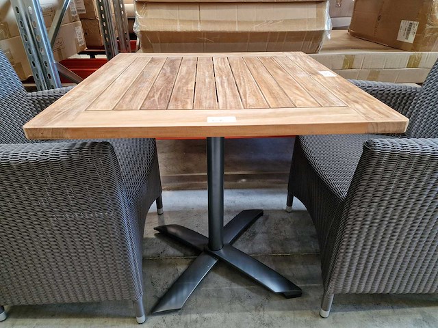 Gardini - teak tuintafel volvic 70 x 80cm met alu antraciet onderstel - afbeelding 5 van  6