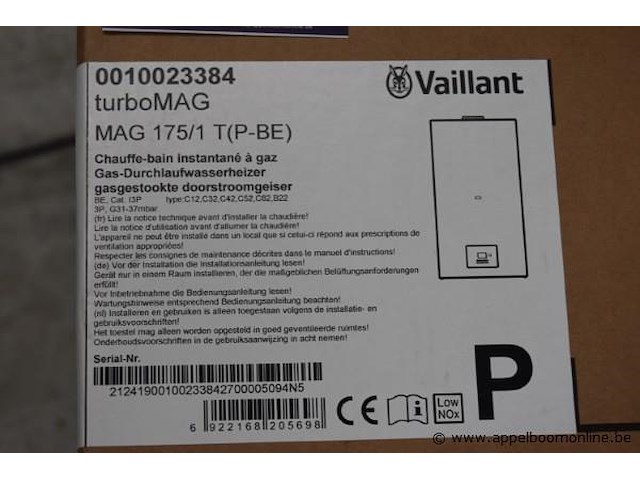 Gas doorstroomgeiser, vaillant, turbomag mag 175/1 t(p-be), werking niet gekend - afbeelding 2 van  2