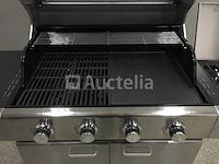 Gasbarbecue 4 branders - rvs met gietijzeren roosters - incl. zijbrander & gietijzeren kookplaat - afbeelding 2 van  4
