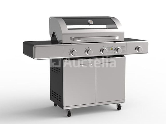 Gasbarbecue 4 branders - rvs met gietijzeren roosters - incl. zijbrander & gietijzeren kookplaat - afbeelding 4 van  4