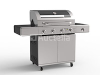Gasbarbecue 4 branders - rvs met gietijzeren roosters - incl. zijbrander & gietijzeren kookplaat - afbeelding 4 van  4