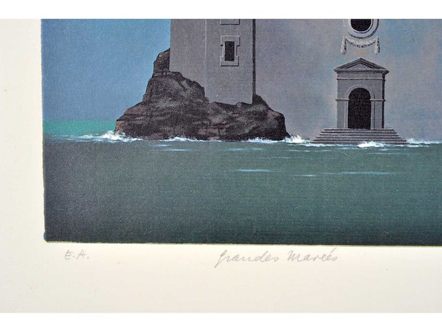 Gaston bogaert - grandes marées - kleurenlithografie - afbeelding 4 van  6