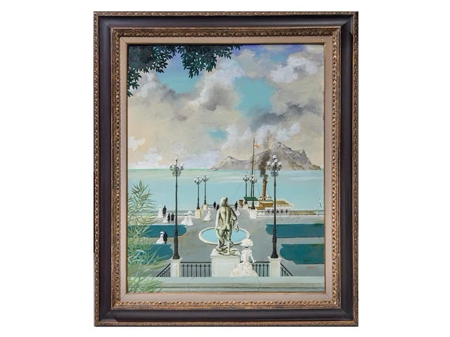 Gaston bogaert (1918-2008), 'l'embarquement pour cythere', oil on unalit 93 x 72 cm. (36.60 x 28.35 in.), frame: 116 x 97 cm. (45.67 x 38.18 in.) - afbeelding 2 van  7